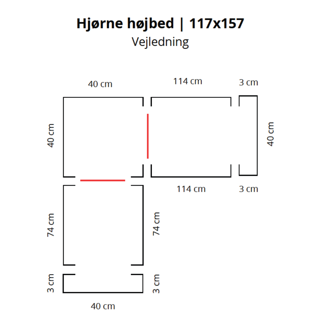 Hjørne højbed i corten | B40 H40 | L117x157 cm